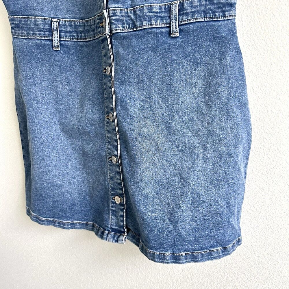Celebrity Pink Denim Dress Juniors Size XXL Stretch Button Up Medium Wash - Picture 7 of 13